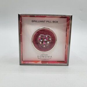 Brilliant Pill Box Sonoma Jean Company Pink Enamel Rhinestone Heart Design